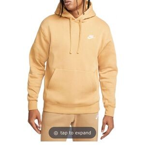 Nike Men's Yellow Beige Khaki Hoodie Size Small Fleece Pullover Sportswear Warm